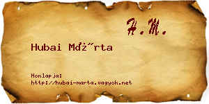 Hubai Márta névjegykártya